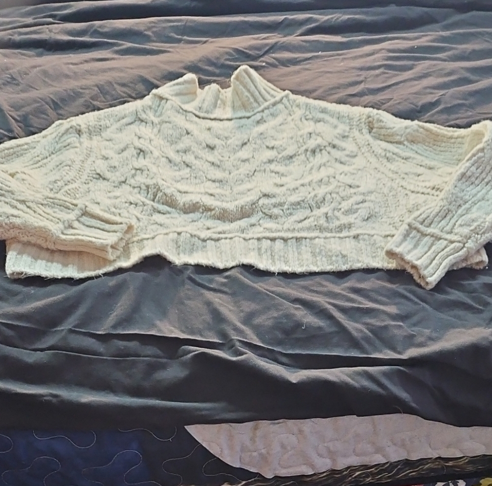 Free People Cream Cowl Neck Sweater